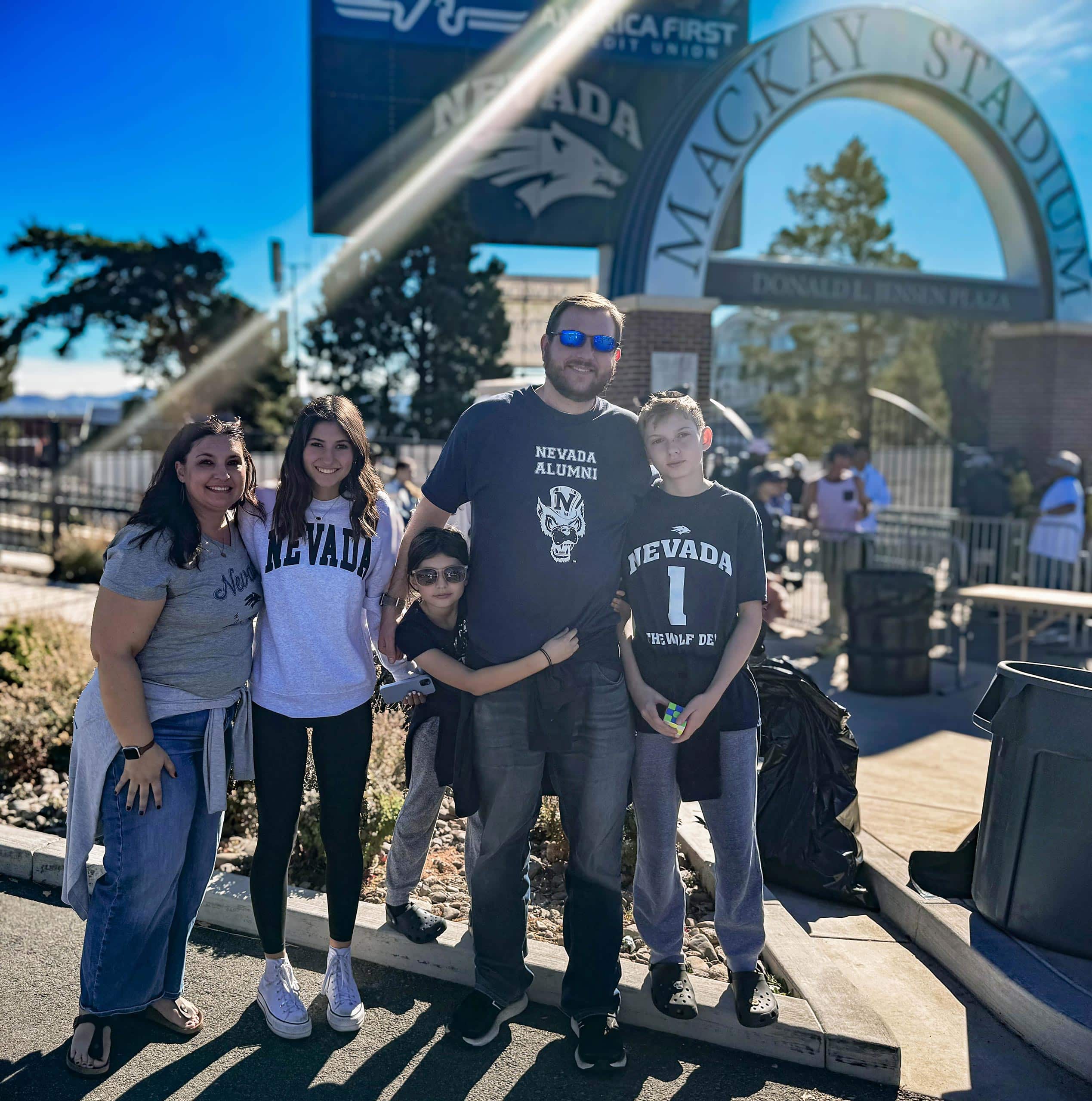 Christine Hull and her family at Mackay Stadium.